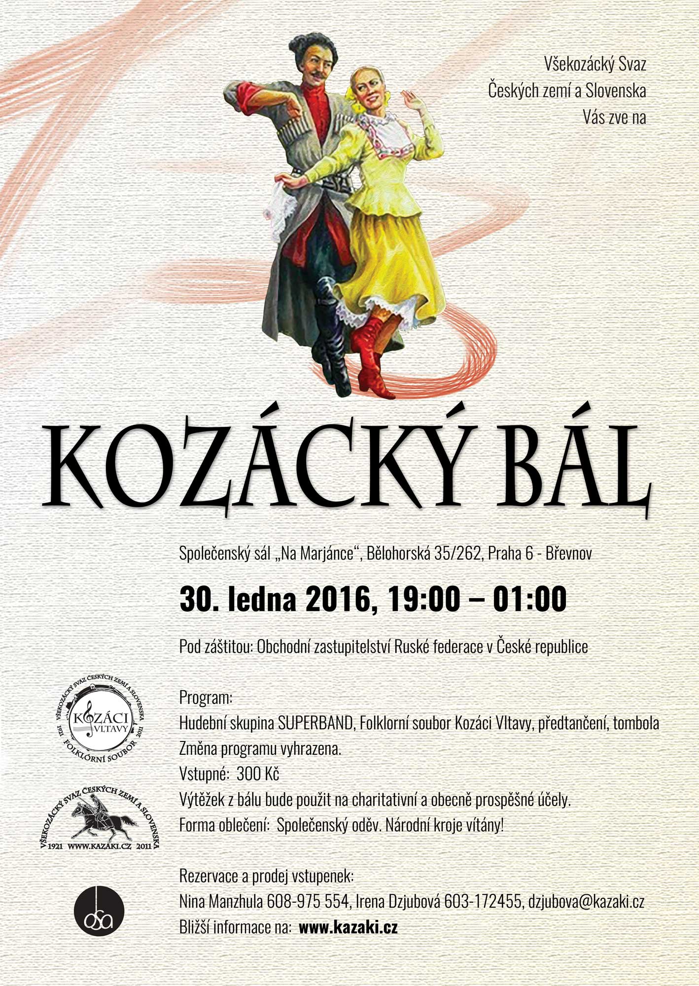 Kozacky bal 2016_CZ_plakat